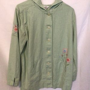 Christopher and banks light green jacket with embroidery